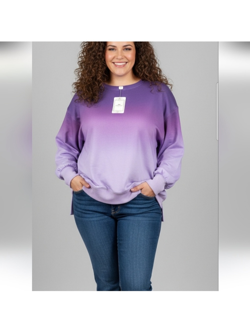 Purple Ombre Pullover Sweatshirt Size Large to 2X